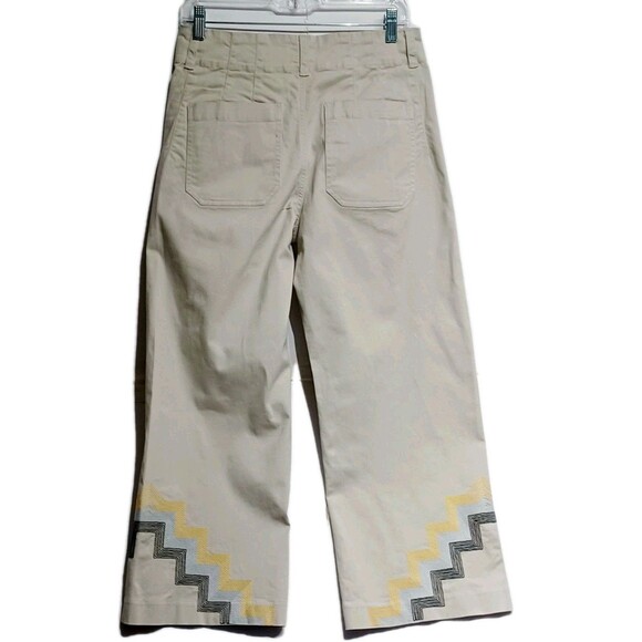Anthropologie Maeve Hallee Embroidered Wide-Leg Cropped Pants Sz 6 Women - Picture 3 of 11